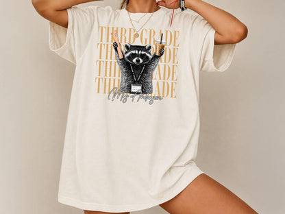 3rd Grade Teacher Shirt, Personalized Raccoon Teacher Shirt, Custom Third Grade Comfort Colors Tee, Funny Back to School Teacher Shirt