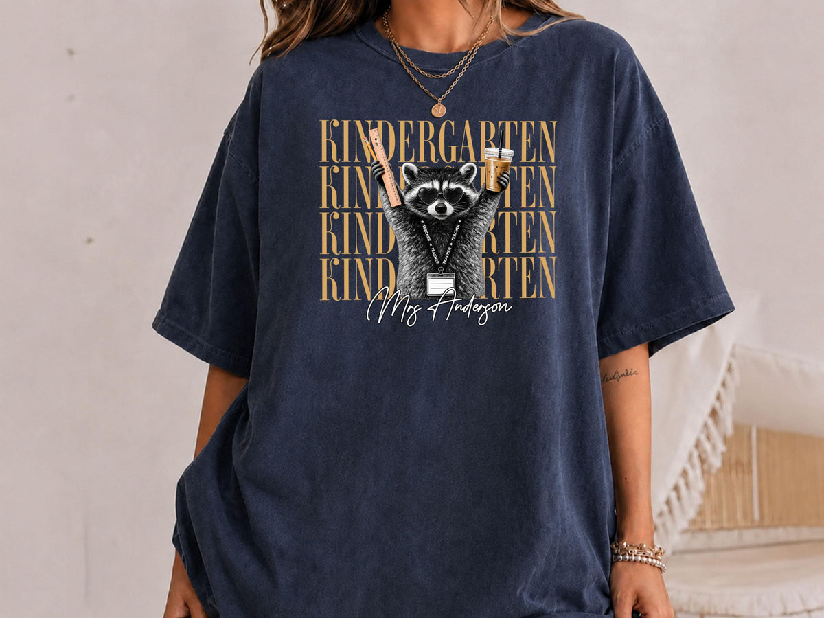 2nd Grade Teacher Shirt, Personalized Second Grade Teacher Shirt, Funny Raccoon Teacher Shirt, Comfort Colors Back to School Teacher Shirt