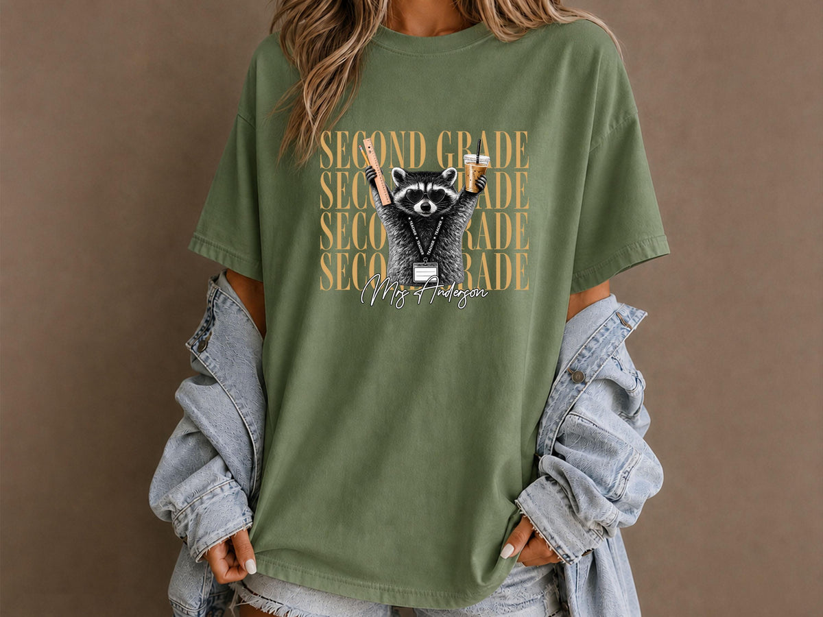 3rd Grade Teacher Shirt, Personalized Raccoon Teacher Shirt, Custom Third Grade Comfort Colors Tee, Funny Back to School Teacher Shirt