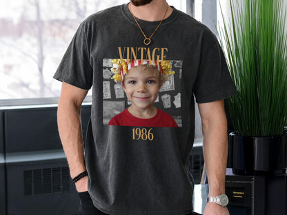 Custom Photo Birthday Shirt, Personalized Vintage Photo And Year Shirt, Vintage 40th Birthday Shirt, 30th Birthday Gift, Comfort Colors Tee