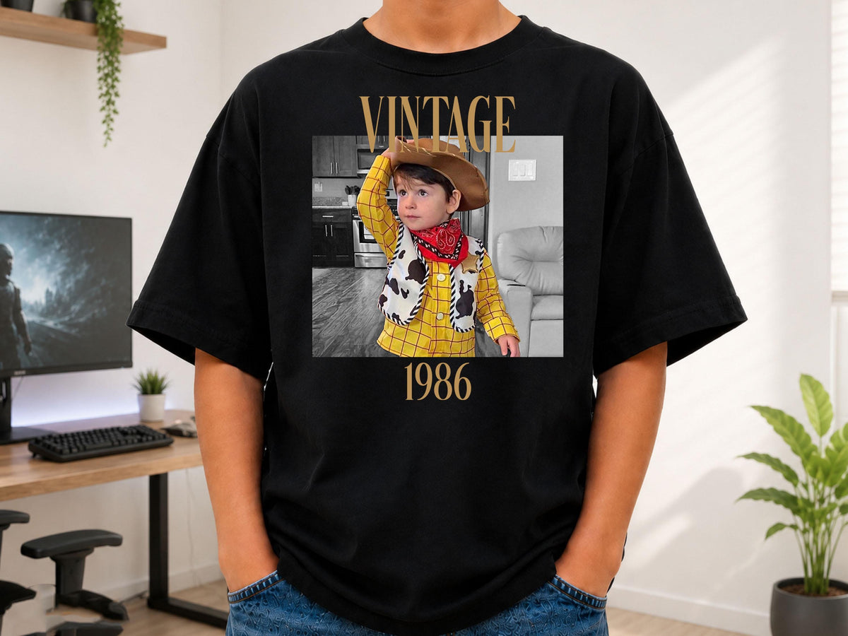 Custom Photo Birthday Shirt, Personalized Vintage Photo And Year Shirt, Vintage 40th Birthday Shirt, 30th Birthday Gift, Comfort Colors Tee