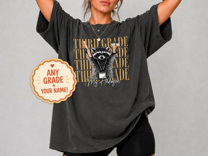 3rd Grade Teacher Shirt, Personalized Raccoon Teacher Shirt, Custom Third Grade Comfort Colors Tee, Funny Back to School Teacher Shirt