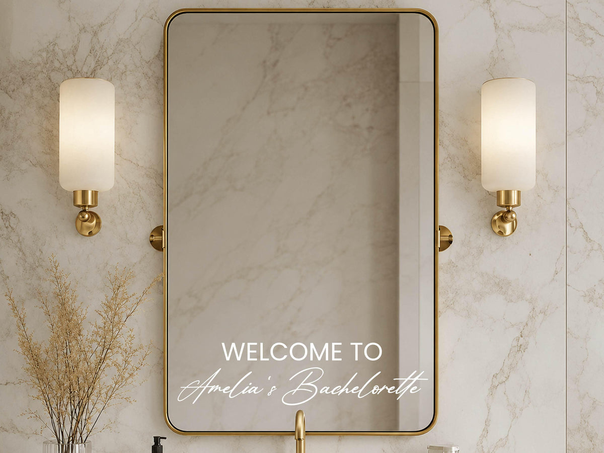 Personalized Bachelorette Mirror Decal, Removable Vinyl Selfie Sign, Custom Bridal Shower Vinyl Decals for Mirror, Bachelorette Decorations