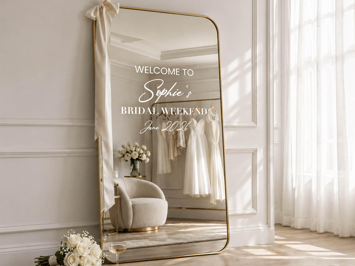 Personalized Bachelorette Mirror Decal, Removable Vinyl Selfie Sign, Custom Bridal Shower Vinyl Decals for Mirror, Bachelorette Decorations