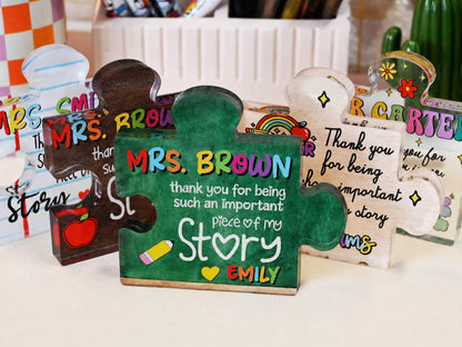 Personalized Teacher Appreciation Gift Puzzle Piece, Custom Acrylic Desk Decor for Classroom,  End of Year Gift from Student, Thank you Gift