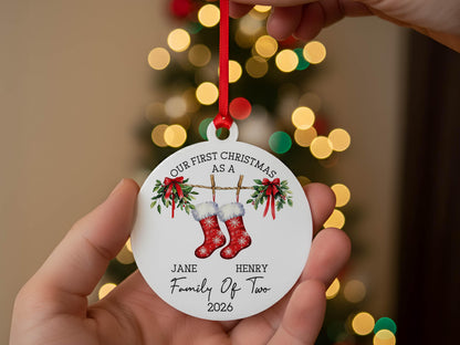 Custom Family Christmas Ornament, Personalized Stocking Name Ornament, New Family Gift, Holiday Tree Decor, Christmas Tree Ornament