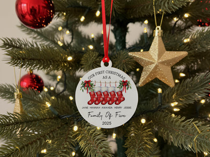 Custom Family Christmas Ornament, Personalized Stocking Name Ornament, New Family Gift, Holiday Tree Decor, Christmas Tree Ornament