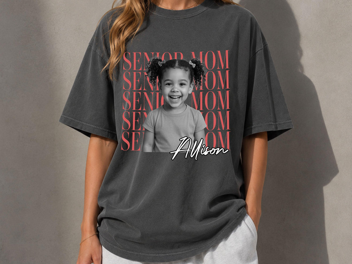 Senior Mom Shirt with Custom Photo, Class of 2027 Comfort Colors T-Shirt, Personalized Proud Mom of a Graduate Gift, Senior Graduation Shirt