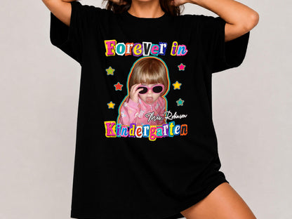 Kindergarten Teacher Shirt with Custom Childhood Photo, Personalized Forever in Kindergarten Tee, Comfort Colors Back to School Shirt