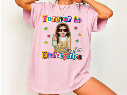 Kindergarten Teacher Shirt with Custom Childhood Photo, Personalized Forever in Kindergarten Tee, Comfort Colors Back to School Shirt