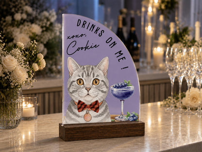 Custom Wedding Signature Drink Sign w/Pet Portrait, Personalized Pet Bar Menu Sign, Cartoon Cat Dog Portrait Drink Menu, Wedding Party Décor