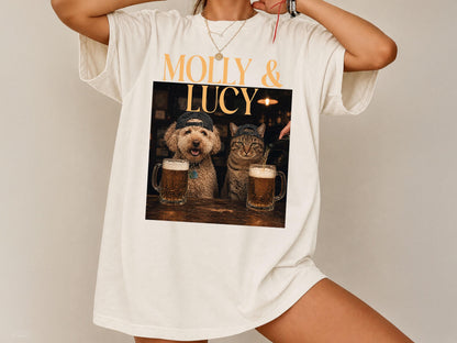 Custom Dog Drinking Beer Shirt, Personalized Pet Portrait Tee, Multi Pet Shirt, Funny Dog Meme Comfort Colors Tee, Dog Mom Gift