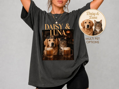 Custom Dog Drinking Beer Shirt, Personalized Pet Portrait Tee, Multi Pet Shirt, Funny Dog Meme Comfort Colors Tee, Dog Mom Gift