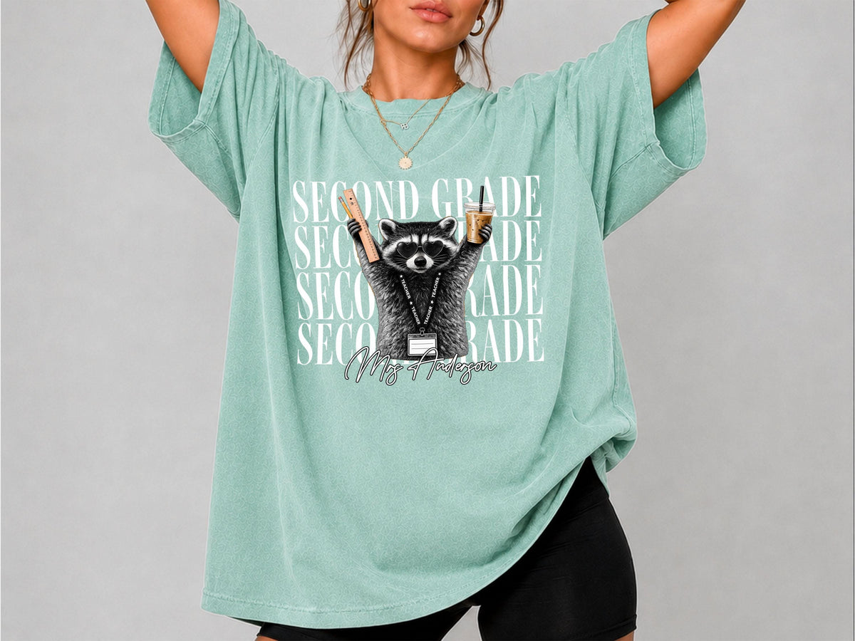 3rd Grade Teacher Shirt, Personalized Raccoon Teacher Shirt, Custom Third Grade Comfort Colors Tee, Funny Back to School Teacher Shirt