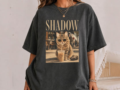Custom Pet Portrait Iced Coffee Shirt, Dog Drinking Iced Coffee Tee, Comfort Colors Pet Photo Tshirt, Funny Dog Mom Gift, Custom Dog Shirt