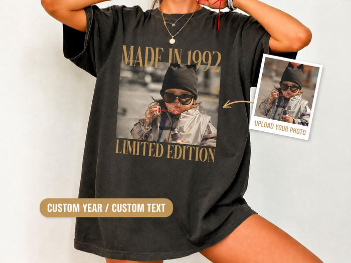 Custom Photo Birthday Shirt, Personalized Vintage Photo And Year Shirt, Vintage 40th Birthday Shirt, 30th Birthday Gift, Comfort Colors Tee