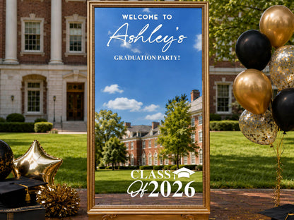 Custom Mirror Decal, Welcome Sign for Wedding Birthday Baby Shower Graduation Party Decor, Personalized Vinyl Sticker for Any Occasion