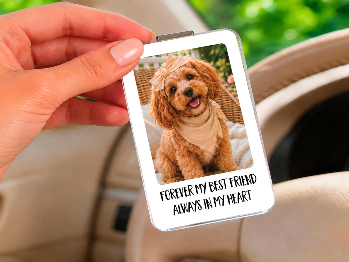 Custom Pet Memorial Photo Car Visor Clip, Personalized Dog Memorial Gift, Pet Remembrance Keepsake, Dog Sympathy Gift for Him for Christmas