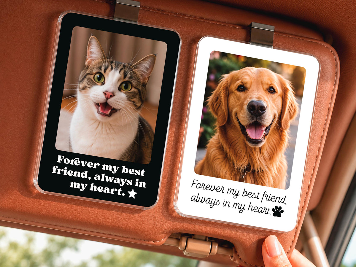 Custom Pet Memorial Photo Car Visor Clip, Personalized Dog Memorial Gift, Pet Remembrance Keepsake, Dog Sympathy Gift for Him for Christmas
