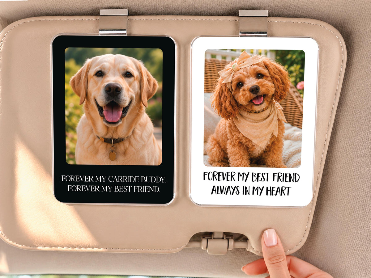 Custom Pet Memorial Photo Car Visor Clip, Personalized Dog Memorial Gift, Pet Remembrance Keepsake, Dog Sympathy Gift for Him for Christmas