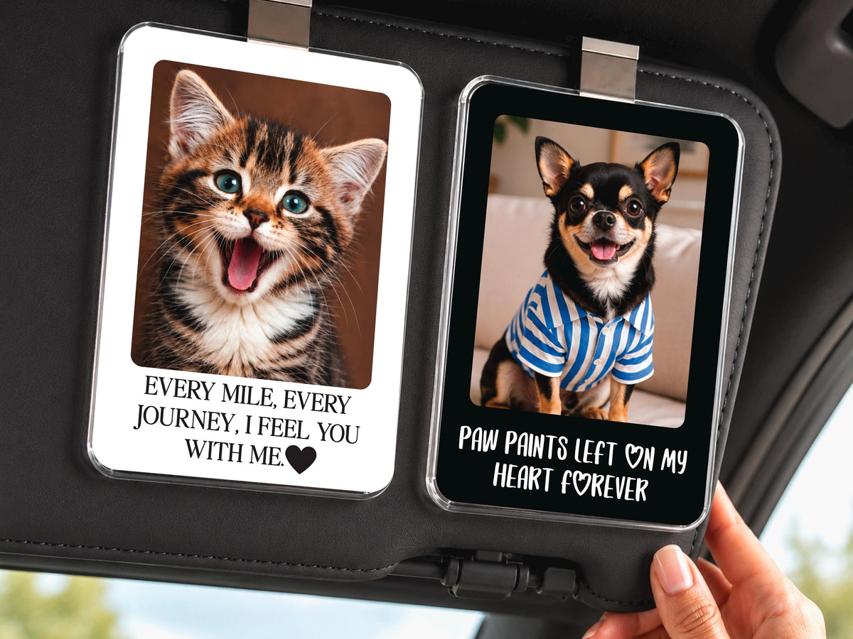 Custom Pet Memorial Photo Car Visor Clip, Personalized Dog Memorial Gift, Pet Remembrance Keepsake, Dog Sympathy Gift for Him for Christmas