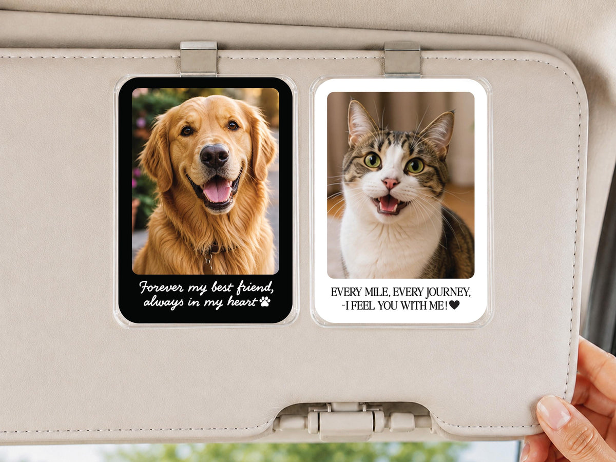 Custom Pet Memorial Photo Car Visor Clip, Personalized Dog Memorial Gift, Pet Remembrance Keepsake, Dog Sympathy Gift for Him for Christmas