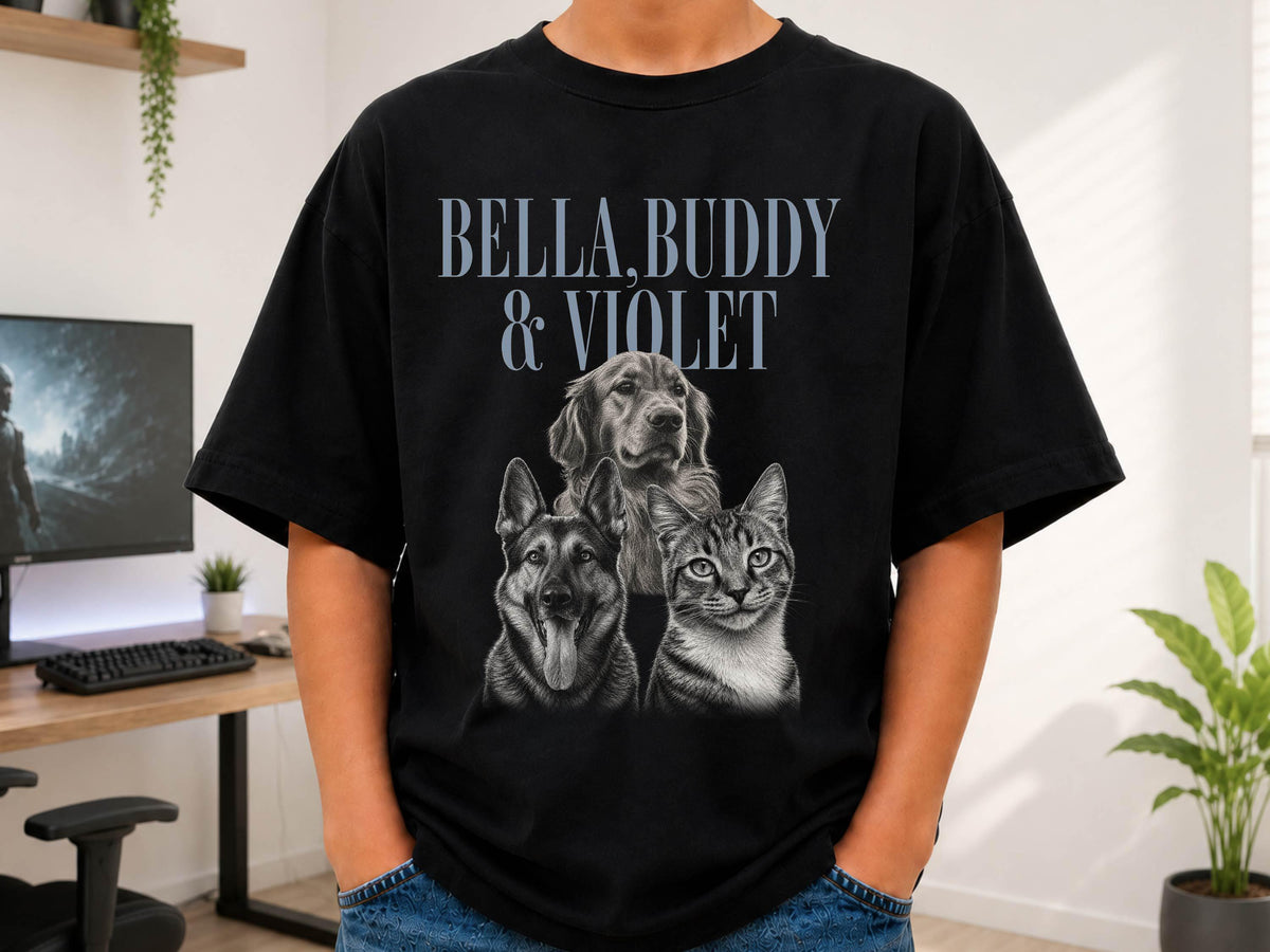 Custom Dog Photo Shirt for Pet Lover, Pet Photo & Name Shirt, Picture Dog Shirt, Dog Portrait Personalized Shirt, Dog Dad Christmas Gifts