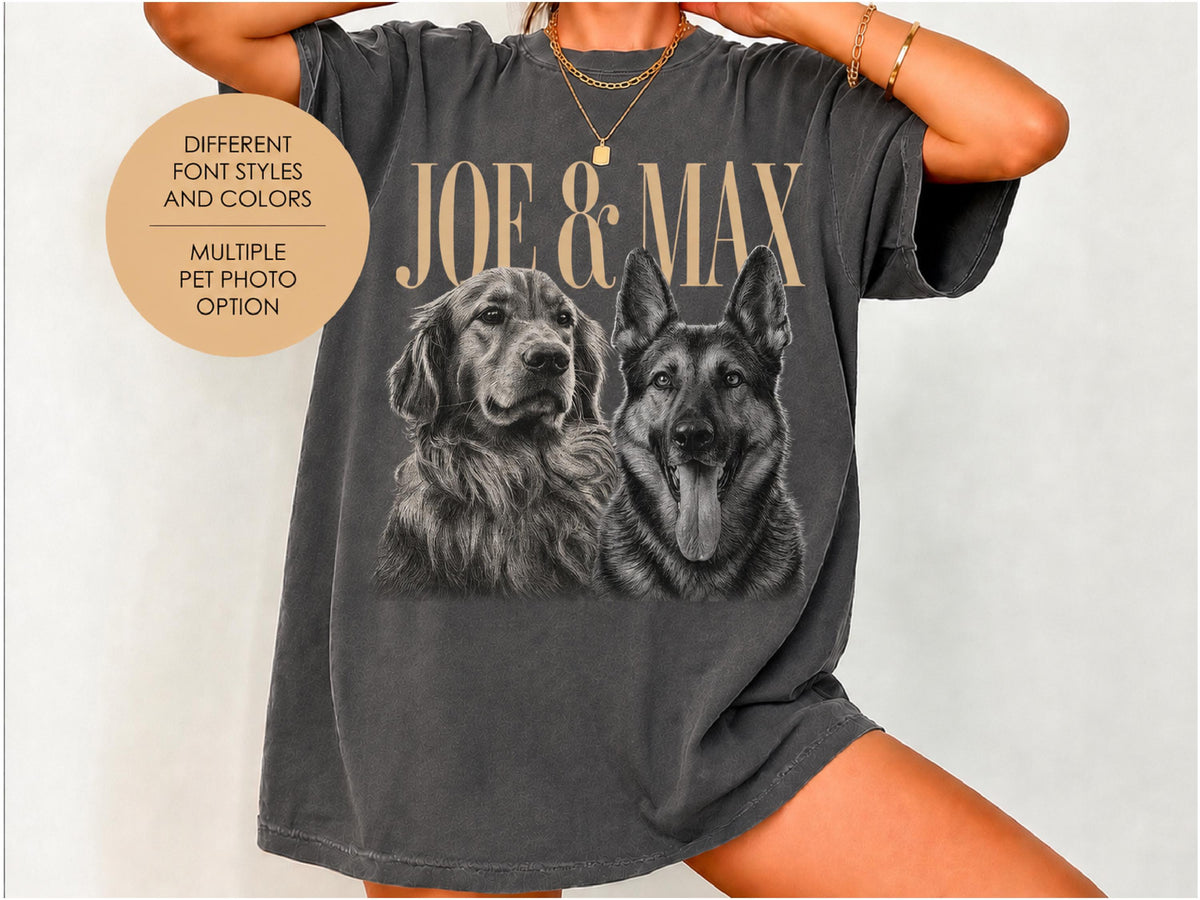 Custom Dog Photo Shirt for Pet Lover, Pet Photo & Name Shirt, Picture Dog Shirt, Dog Portrait Personalized Shirt, Dog Dad Christmas Gifts