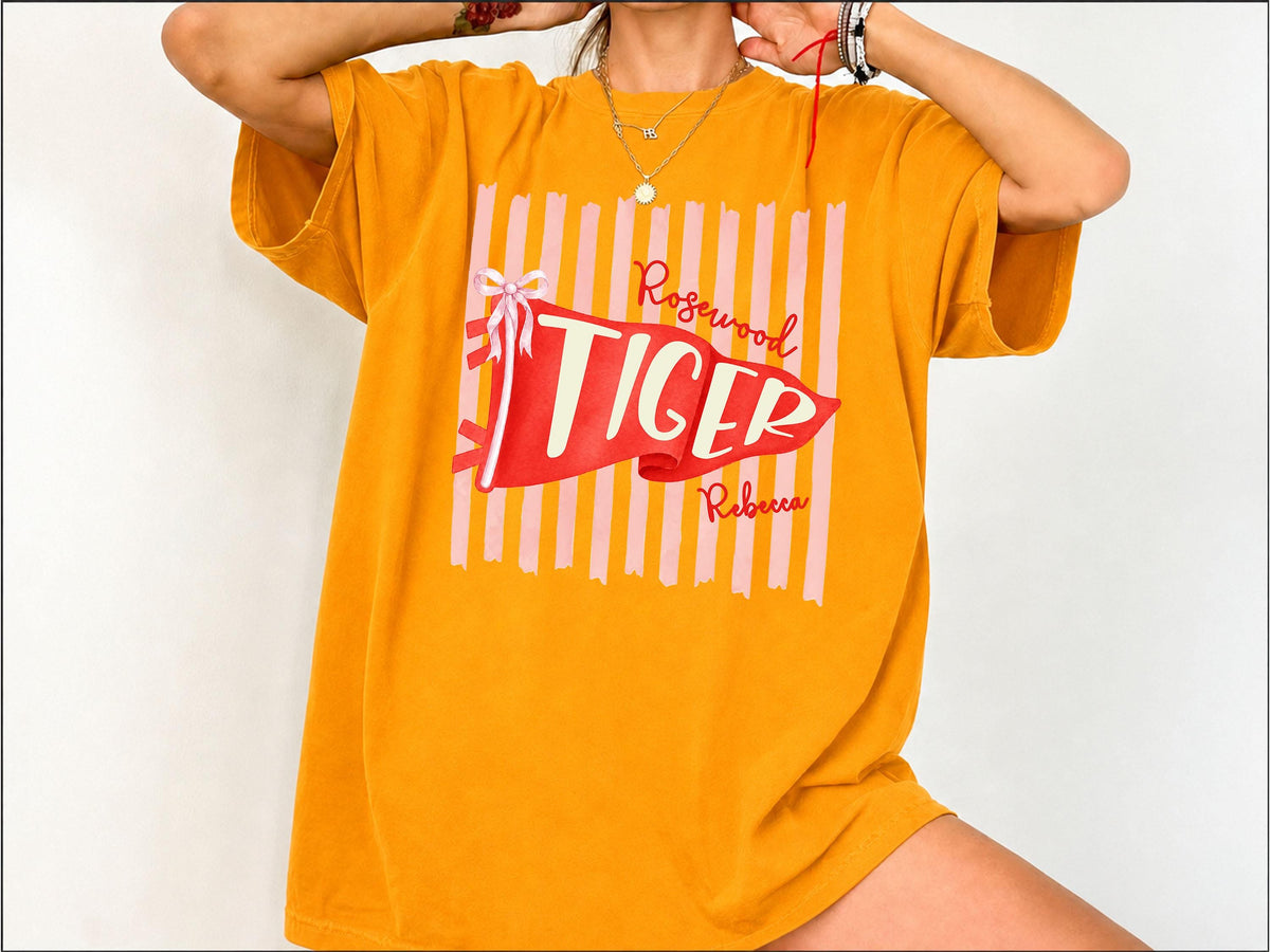 Custom School Mascot Shirt, School Spirit Shirt, Personalized Game Day Shirt, Custom Pennant Flag Tee, Football Season Shirt