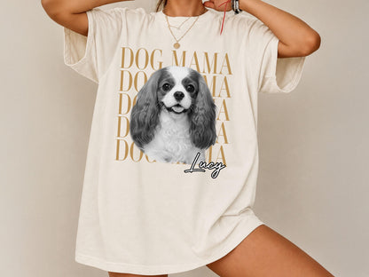 Dog Mom Shirt, Custom Pet Portrait from Photo Shirt, Personalized Comfort Colors Dog Mama Tee, Dog Mom Gift, Dog Lover Gift