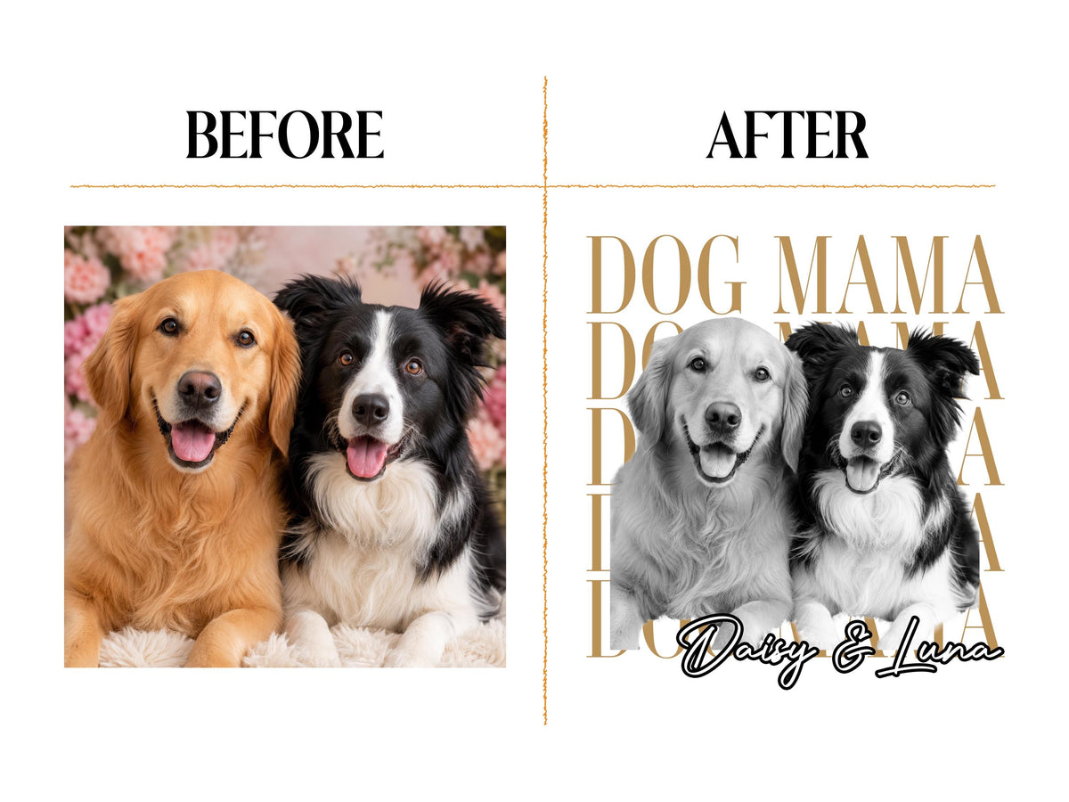 Dog Mom Shirt, Custom Pet Portrait from Photo Shirt, Personalized Comfort Colors Dog Mama Tee, Dog Mom Gift, Dog Lover Gift