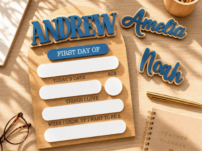 Personalized First And Last Day Of School Keepsake For Kids, Back To School Sign, Reusable Dry Erase Student Sign, Preschool Kindergarten
