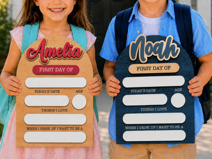 Personalized First And Last Day Of School Keepsake For Kids, Back To School Sign, Reusable Dry Erase Student Sign, Preschool Kindergarten