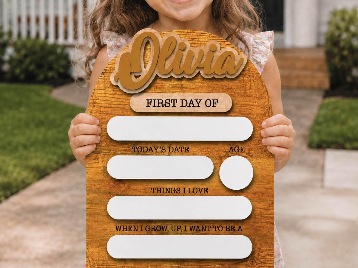 Personalized First And Last Day Of School Keepsake For Kids, Back To School Sign, Reusable Dry Erase Student Sign, Preschool Kindergarten