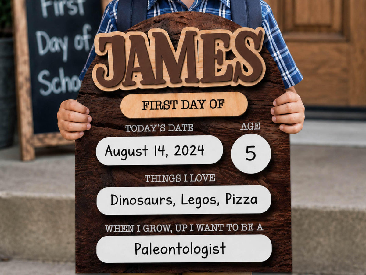 Personalized First And Last Day Of School Keepsake For Kids, Back To School Sign, Reusable Dry Erase Student Sign, Preschool Kindergarten