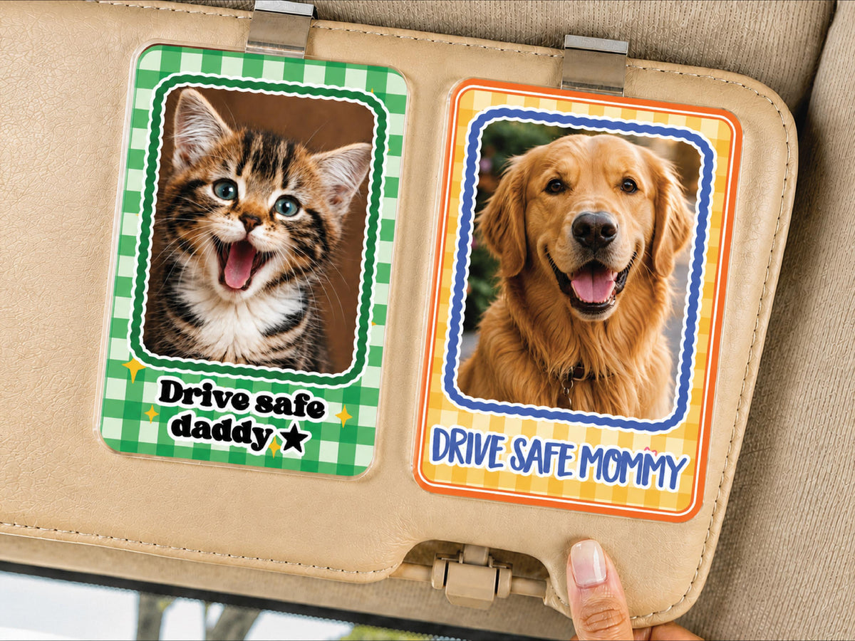 Personalized Dog Photo Car Visor Clip, Custom Pet Portrait Sun Visor, Christmas Gift for Pet Owner, Cute Dog Mom Dog Dad Drive Safe Gifts