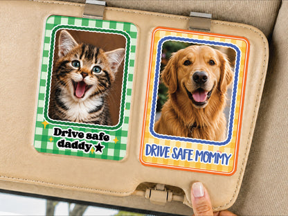 Personalized Dog Photo Car Visor Clip, Custom Pet Portrait Sun Visor, Christmas Gift for Pet Owner, Cute Dog Mom Dog Dad Drive Safe Gifts