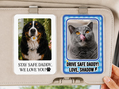 Personalized Dog Photo Car Visor Clip, Custom Pet Portrait Sun Visor, Christmas Gift for Pet Owner, Cute Dog Mom Dog Dad Drive Safe Gifts