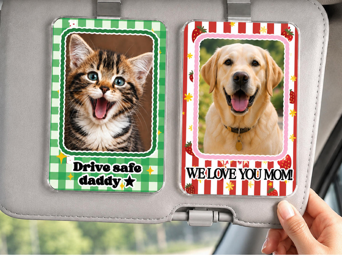 Personalized Dog Photo Car Visor Clip, Custom Pet Portrait Sun Visor, Christmas Gift for Pet Owner, Cute Dog Mom Dog Dad Drive Safe Gifts