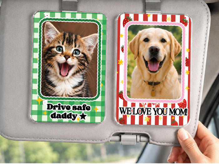 Personalized Dog Photo Car Visor Clip, Custom Pet Portrait Sun Visor, Christmas Gift for Pet Owner, Cute Dog Mom Dog Dad Drive Safe Gifts