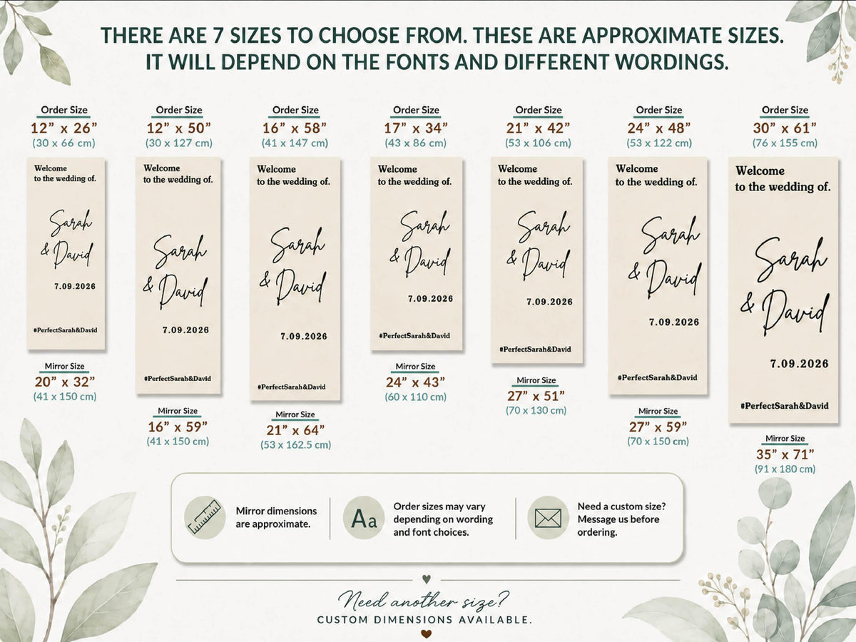 Personalized Wedding Mirror Decal, Custom Vinyl Welcome Sign Sticker, Wedding Reception Decor, Bridal Shower Sign