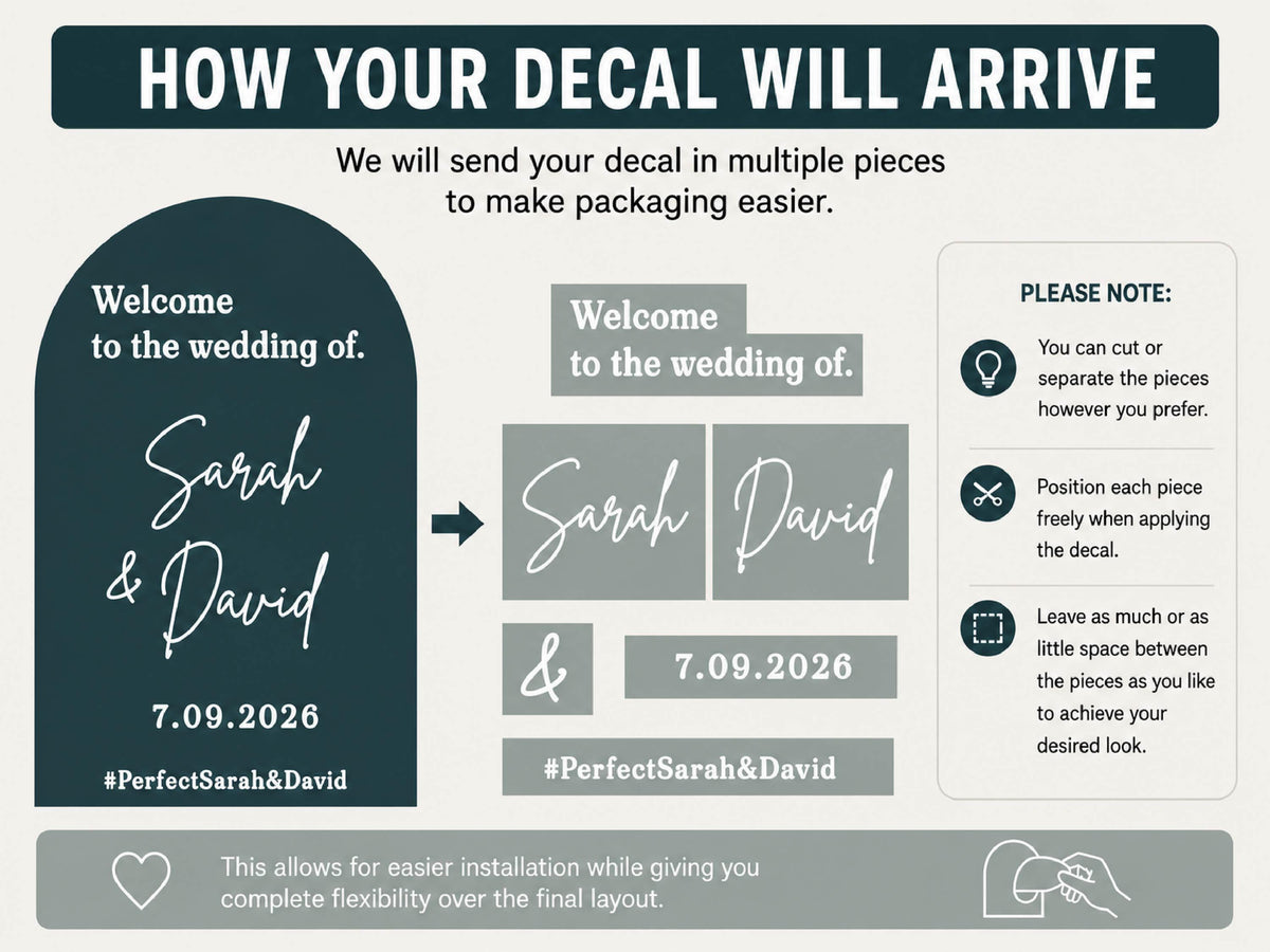 Personalized Wedding Mirror Decal, Custom Vinyl Welcome Sign Sticker, Wedding Reception Decor, Bridal Shower Sign