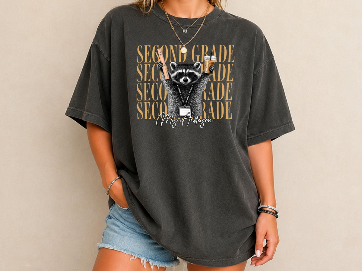 3rd Grade Teacher Shirt, Personalized Raccoon Teacher Shirt, Custom Third Grade Comfort Colors Tee, Funny Back to School Teacher Shirt