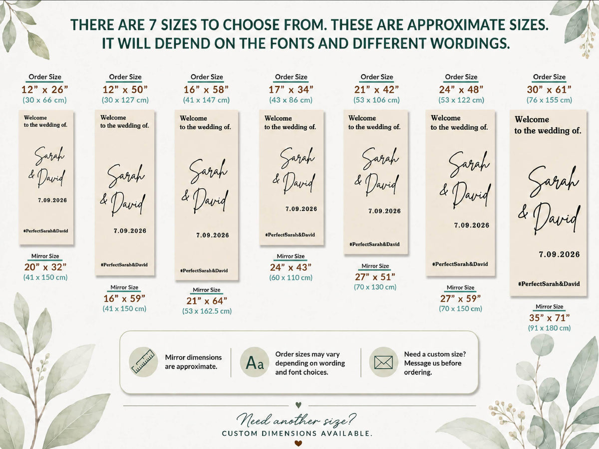 Wedding Mirror Decal, Personalized Wedding Welcome Sign, Custom Wedding Sign Names & Date Vinyl Lettering Minimalist Wedding Reception Décor