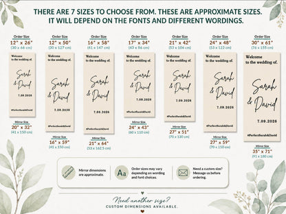 Wedding Mirror Decal, Personalized Wedding Welcome Sign, Custom Wedding Sign Names & Date Vinyl Lettering Minimalist Wedding Reception Décor