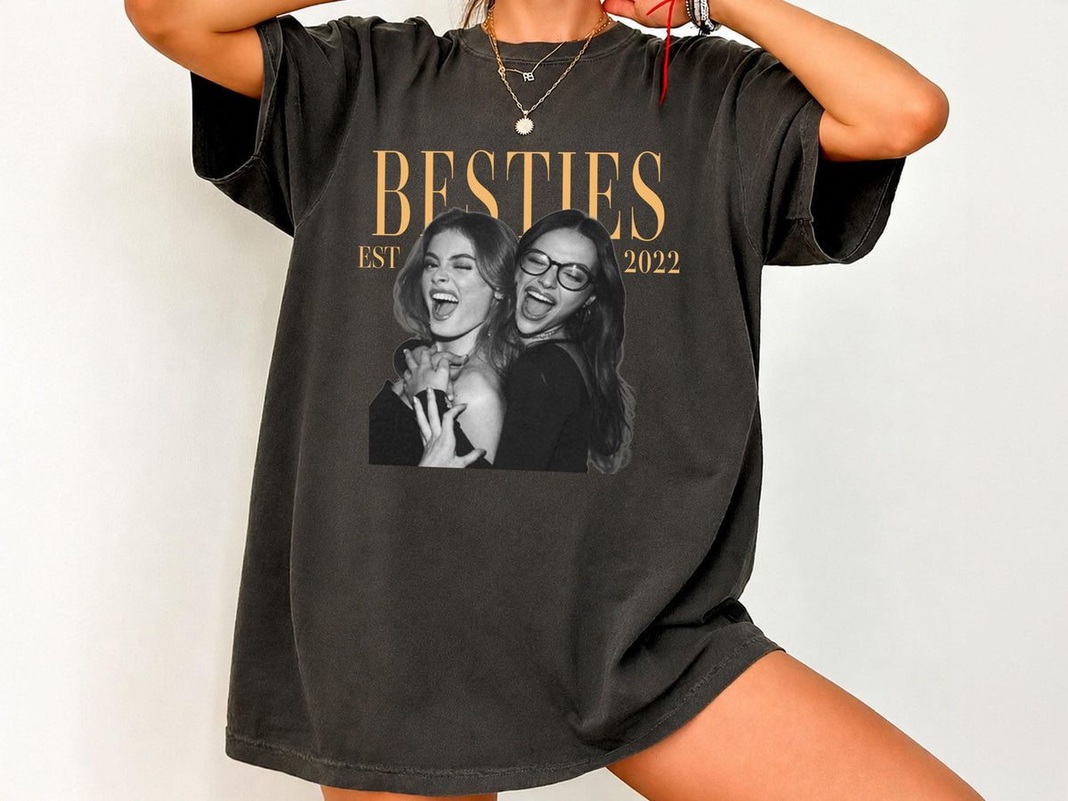 Custom Photo Shirt for Besties, Personalized Best Friend Comfort Colors Tee with Year, Birthday Gift for Friend, Bestie Gifts