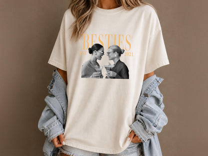 Custom Photo Shirt for Besties, Personalized Best Friend Comfort Colors Tee with Year, Birthday Gift for Friend, Bestie Gifts