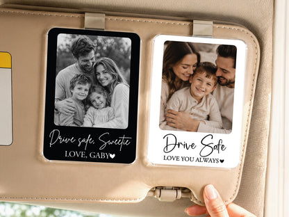 Custom Family Photo Car Visor Clip, Drive Safe Anniversary Gift for Him, Film Strip Photo Frame Couples Personalized Gift, Car Accessories