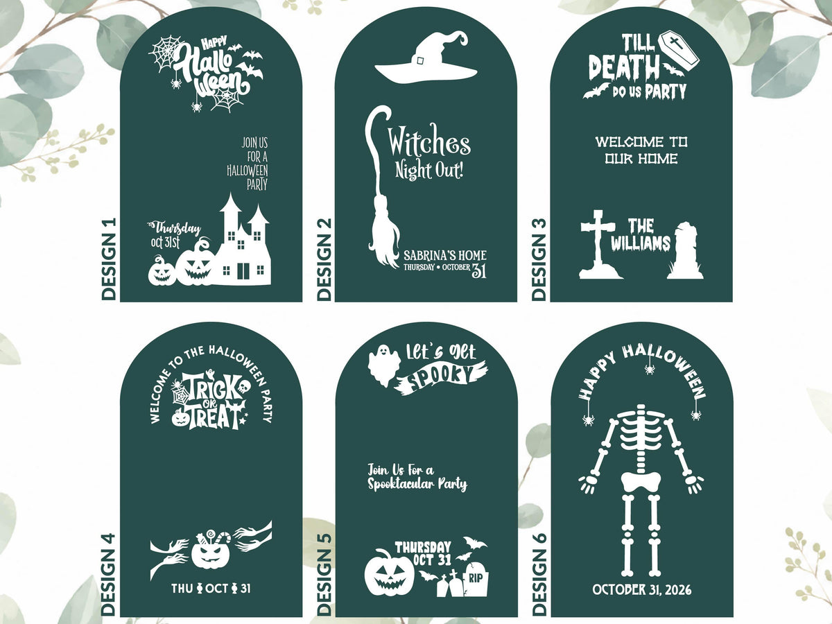 Custom Halloween Mirror Decal, Personalized Welcome Sign, Trick or Treat Vinyl Sticker for Halloween Party Decor
