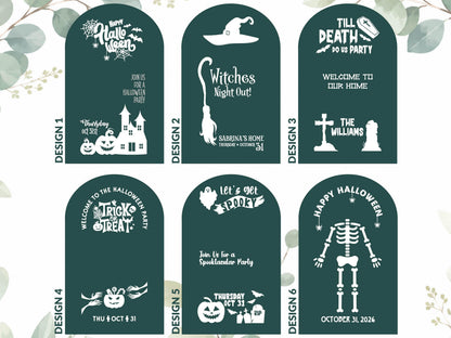 Custom Halloween Mirror Decal, Personalized Welcome Sign, Trick or Treat Vinyl Sticker for Halloween Party Decor